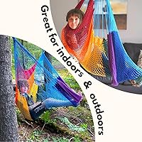 Vista 7 de DreamGYM Silla columpio hamaca - Columpio de terapia - Columpio sensorial para adultos y niños - Arco iris