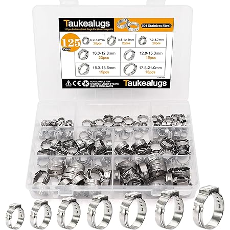 100PCS HOSE CLAMP/PLIER Assorted Stainless Steel Ear Cinch Rings Crimp - Foto 12