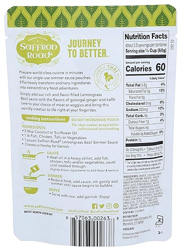 Miniatura 2 de Saffron Road Salsa a fuego lento de albahaca de limón 7 onzas sin OMG sin gluten halal Kosher