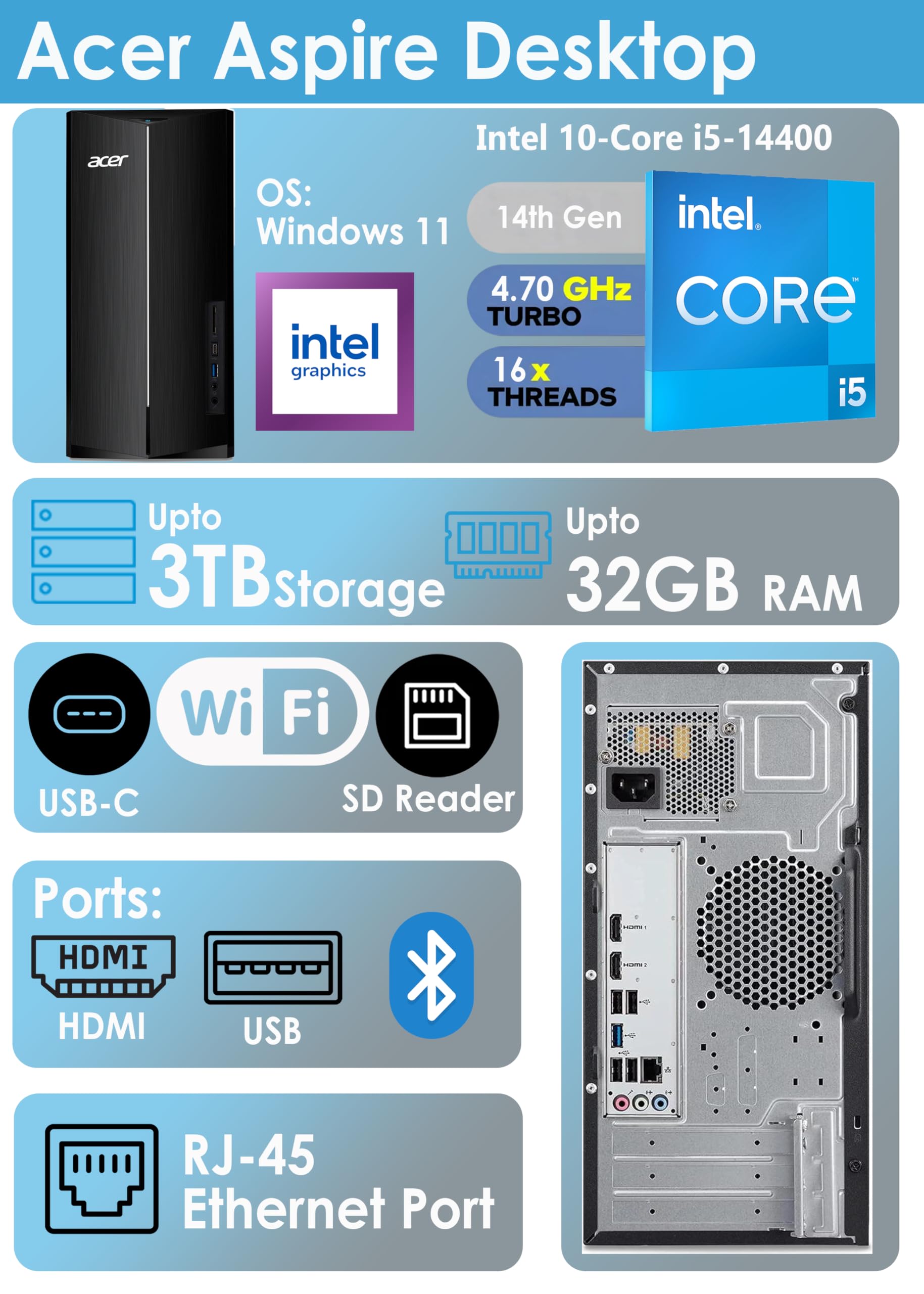 Amazon.com: acer Desktop Tower Computer, Intel 14th Gen Ultra-Fast