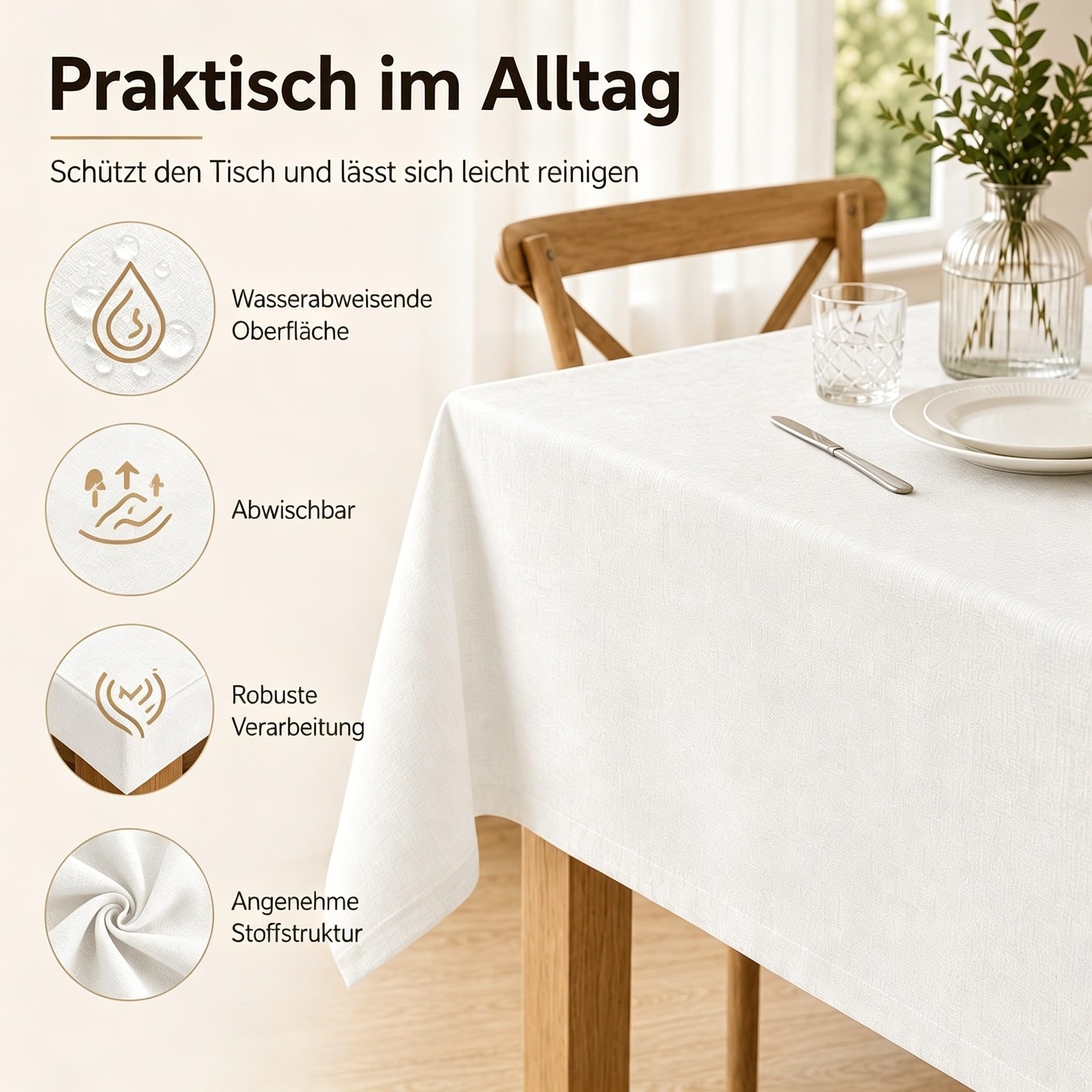 Vichy Karo wasserdichte Tischdecke 140x260 cm Rechteckig, Rot Weiß Kariert Fleckabweisend Pflegeleicht Polyester Tischdecke für Esszimmer Balkon Outdoor W-8