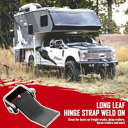 Miniatura 5 de Bisagras de remolque de volcado para soldadura en bisagras de puerta de remolque engrasable resistente, bisagra de hoja larga estilo correa, paquete