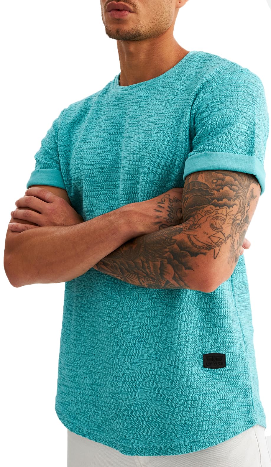 Leif Nelson T-Shirt Herren Sommer Rundhals-Ausschnitt - Regular Fit Männer T-Shirts 100% Baumwolle Kurzarm