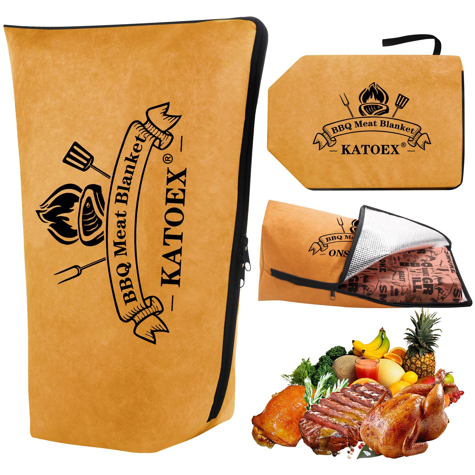 BBQ Blanket for Resting Meat, BBQ Brisket Blanket Meat Resting Blanket for Smoking, Grilling Meat Insulated Resting Bag with Wide Mouth for Large Brisket/Turkey (Regular 18in)