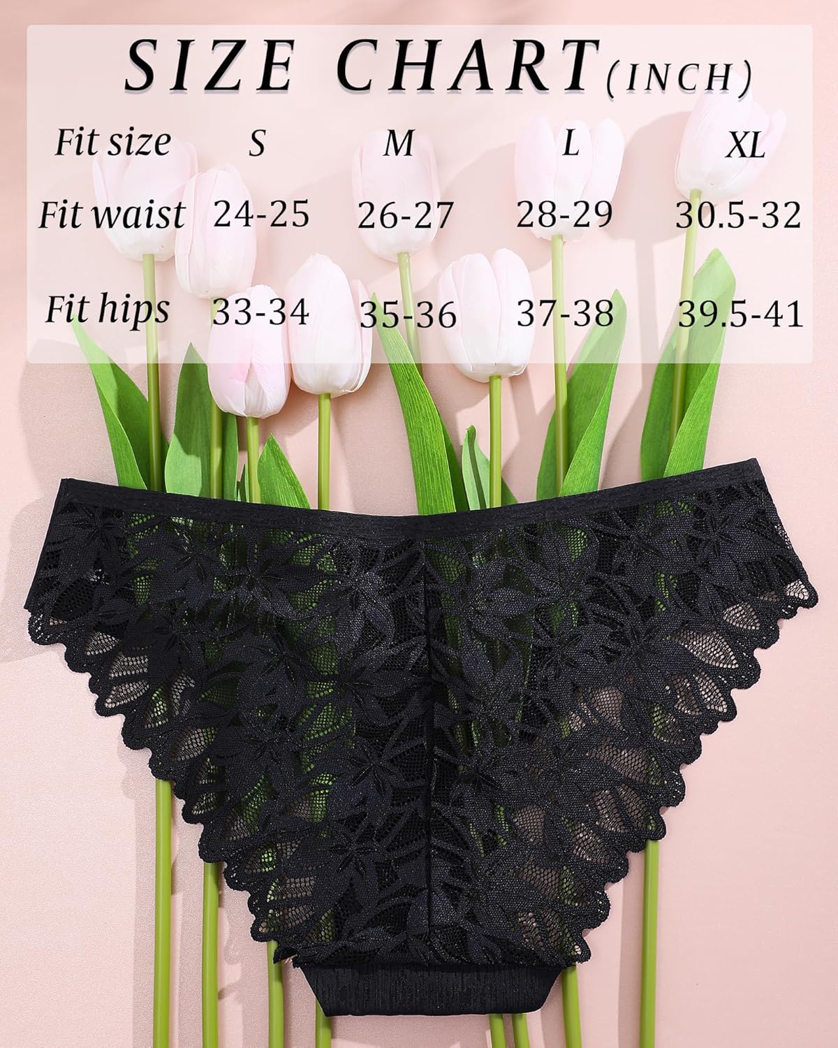 UNDER THE SEA Sexy Underwear for Women Seamless Soft Lace Hipster Ladies No Show Bikini Panties Womens Cheeky 6 Pack S-XL - Image 4