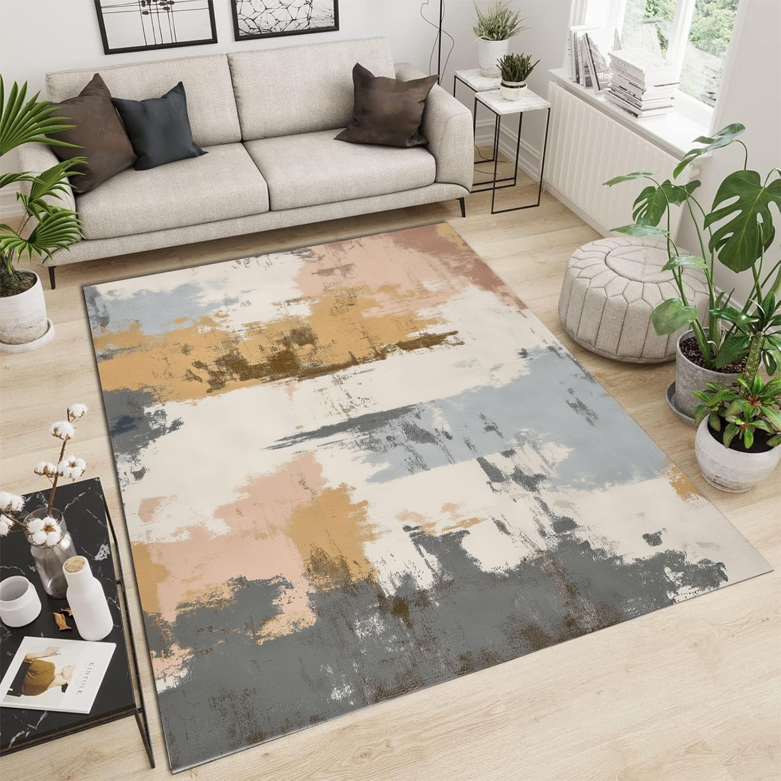 Tapis de salon design abstrait idéal pour manger ou chambre à coucher