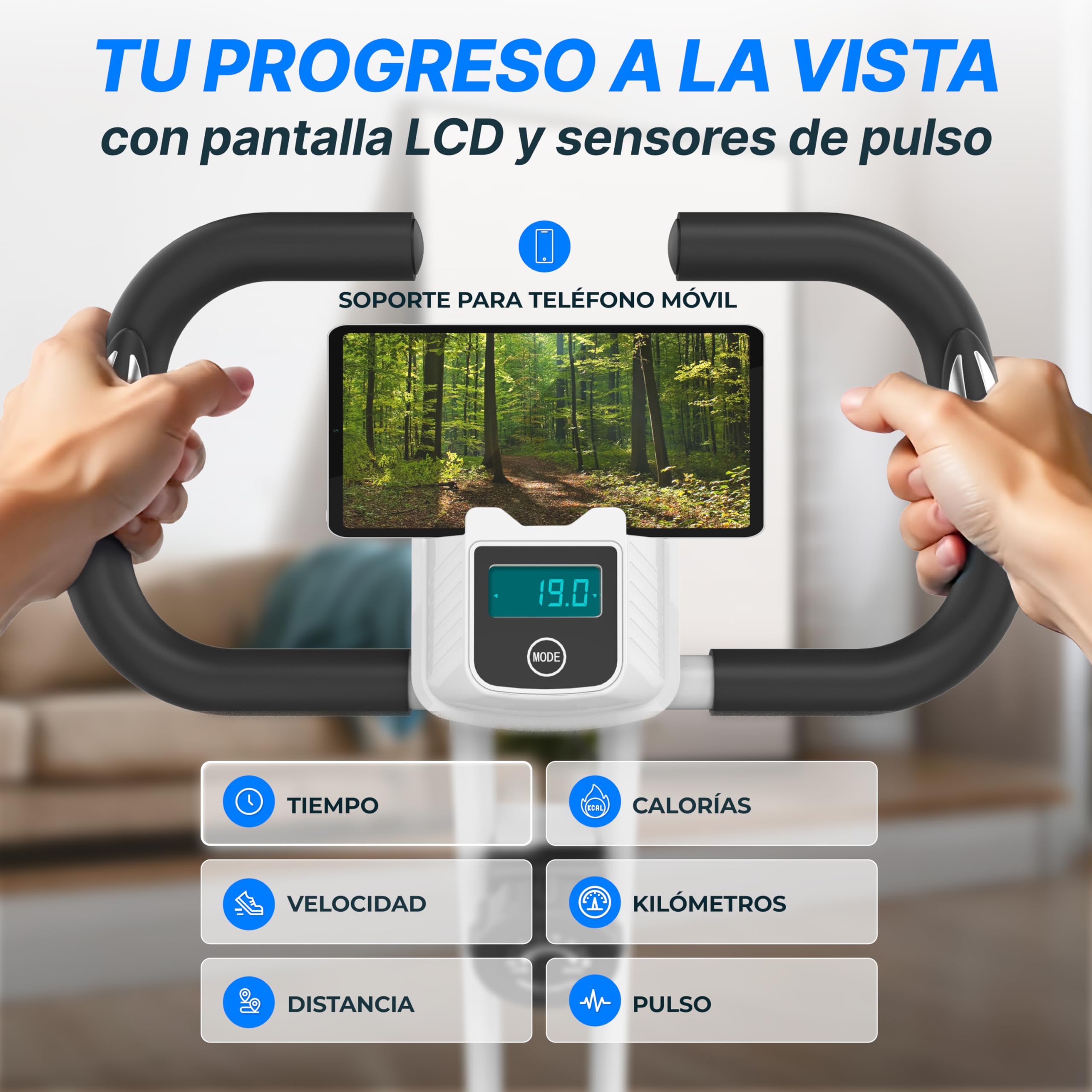 Ultrasport F-Bike 200B, entrenador bicicleta, bicicleta estática plegable, con respaldo,computadora entrenamiento LCD,peso máximo 110 kg,medición frecuencia cardíaca,8 niveles resistencia, Rosa/Blanco