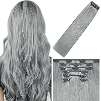 Vista 49 de WindTouch - Extensiones de cabello humano liso con pinzas, color negro azabache, 2.47 onzas, N.° 1, 12 pulgadas, 7