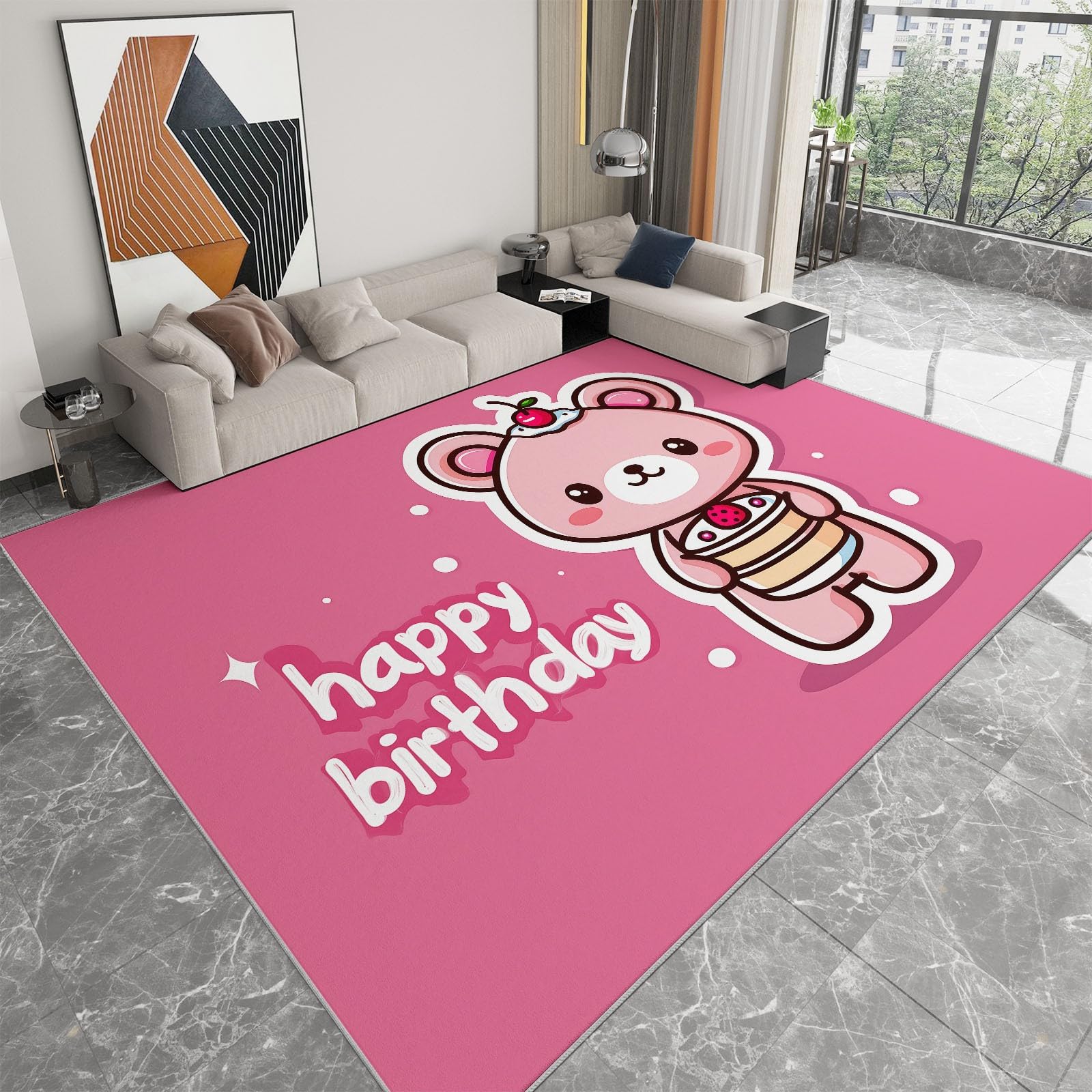 Tapis de salon ours lavable 160 x 230 cm pour éviter les chutes sur le parquet