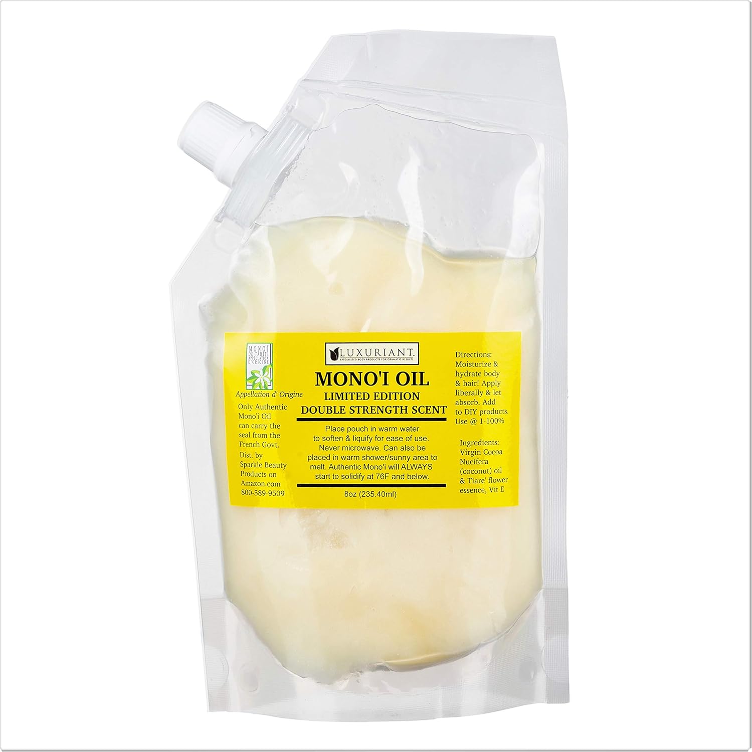 Mono'i de Tahiti'- Double Tiare' Scent-100% Natural-LIMITED EDITION-8 ounce