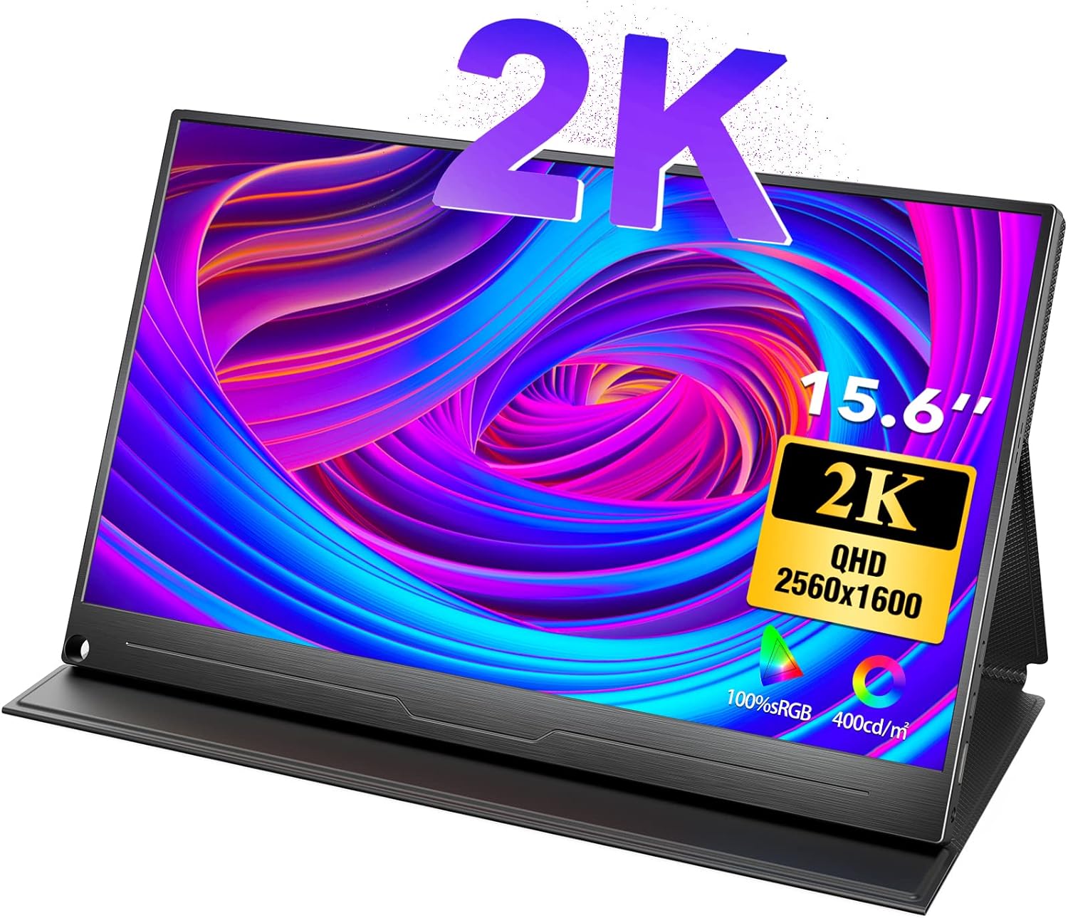 Portable Monitor 2K, UPERFECT 15,6 Zoll Tragbarer USB C Display mit 1500:1 400 Nits 100% sRGB 2560 * 1600 IPS Bildschirm HDMI Typ C-Anschluss für PC Handy Xbox Switch PS3/4 mit Schutzhülle