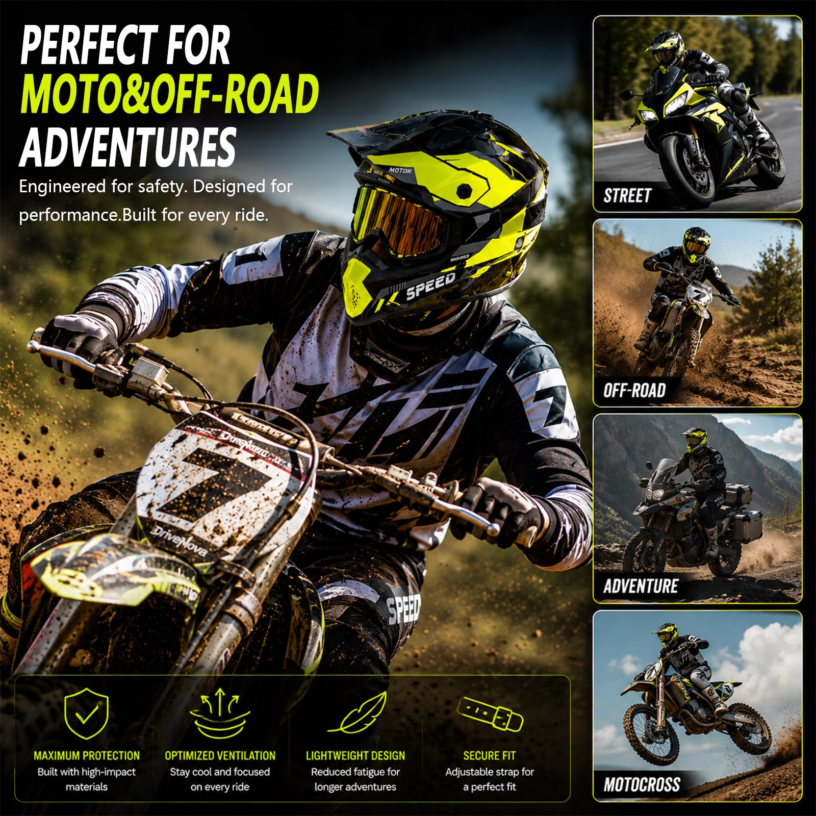 Motocross MTB kask pełnotwarzowy | Motocykl