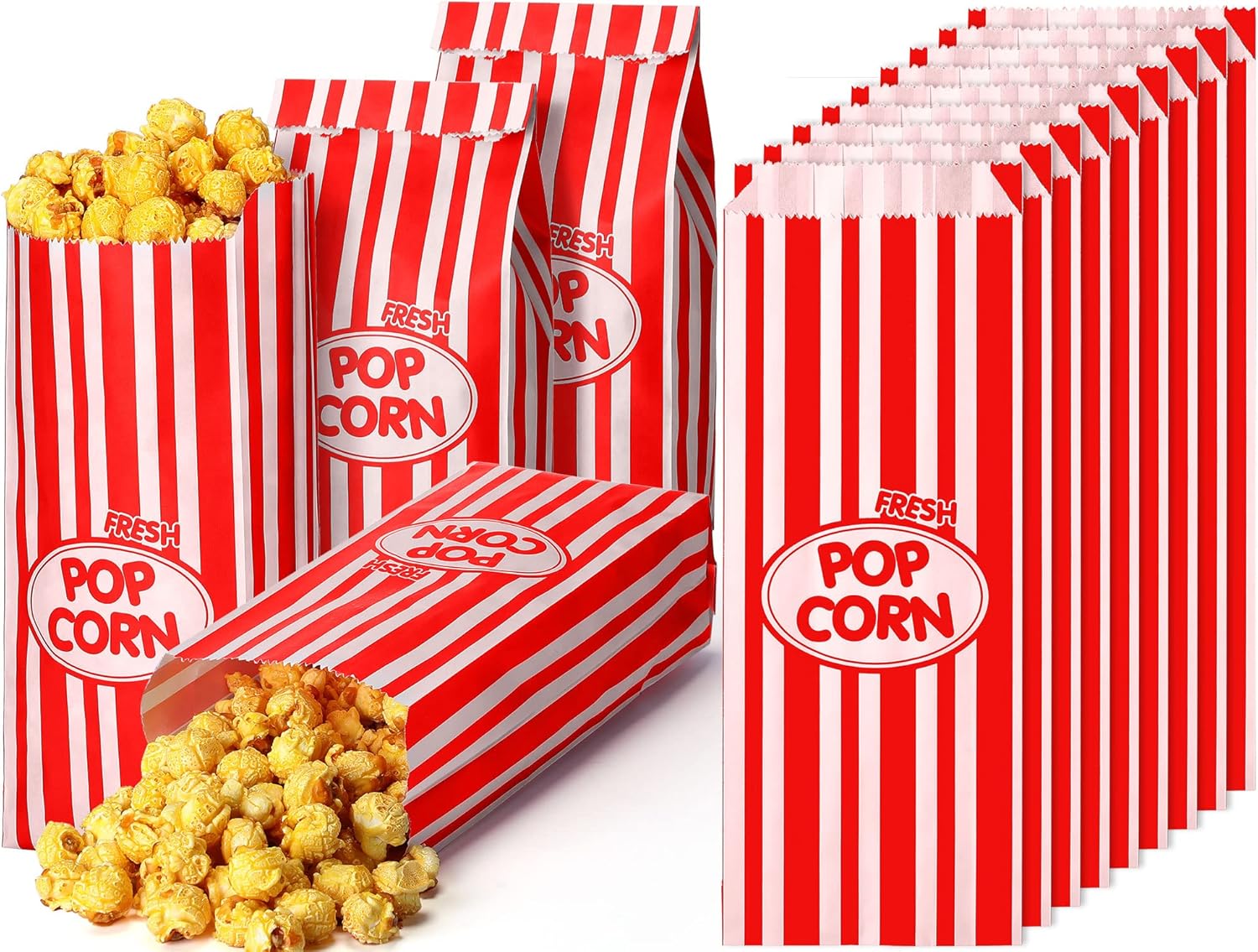 1000 PCS Popcorn Bags 2oz Popcorn Paper Bags Red and White