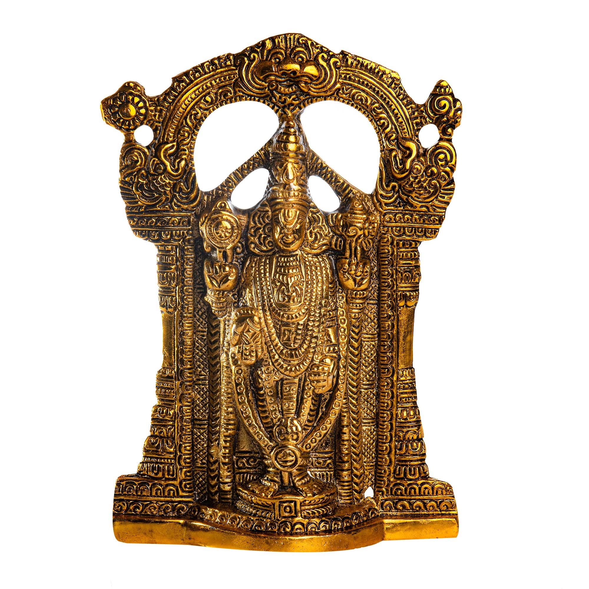 Wonder Care | Shree Balaji Tirpuathi Venkateswara Balaji Statue Sculpted in Great Detail in Ivory Antique Finish - Shrinathji Idol for Car | Home Decor | Mandir | Gift | Hindu Brass Statue