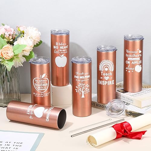 Miniatura 7 de Gerrii 6 piezas de regalos de agradecimiento para profesores para mujeres, vaso de acero inoxidable de 20 onzas, regalos de agradecimiento, taza