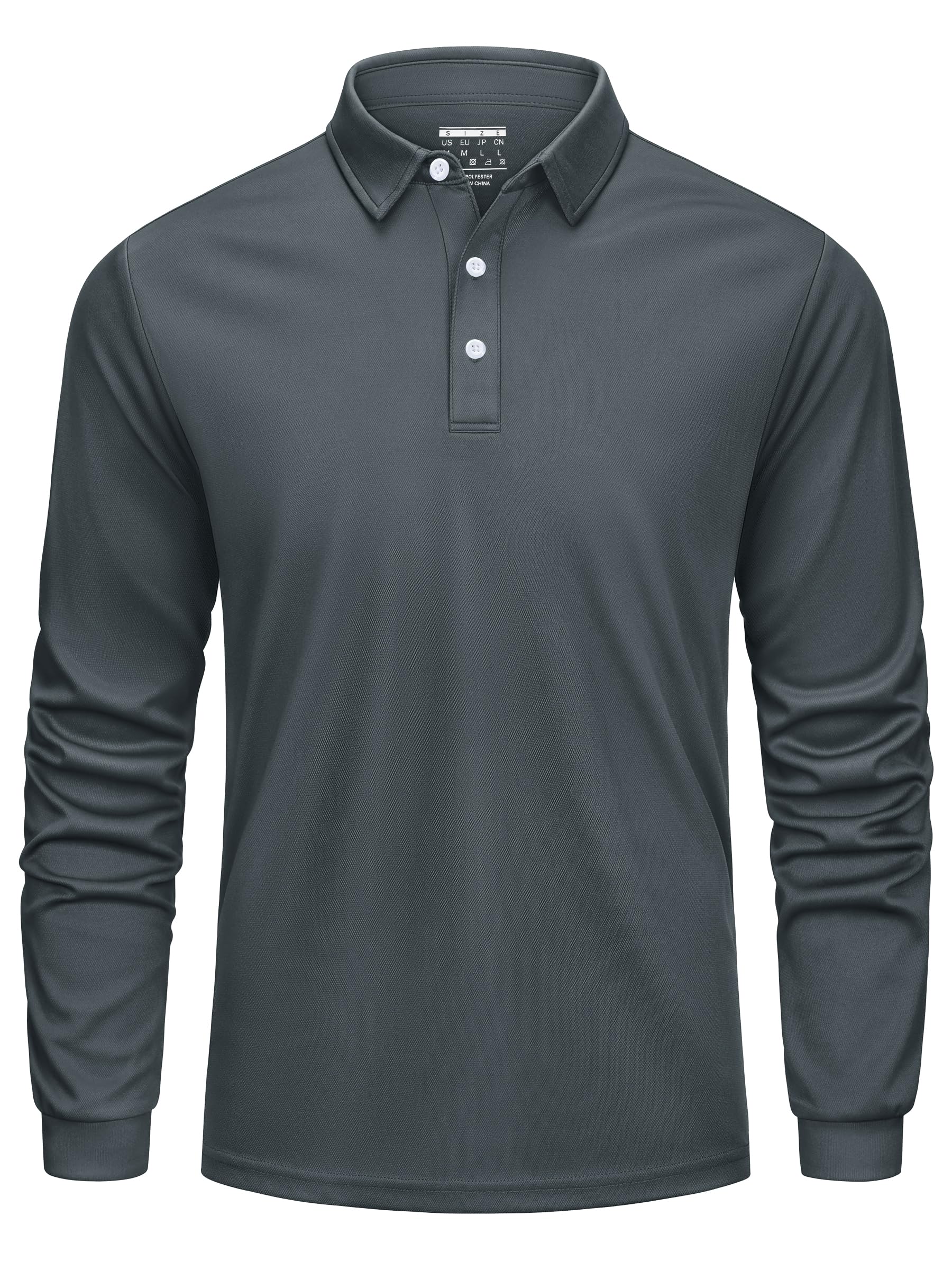 CAVVA Poloshirt Herren Langarm Golf Polo Shirt Atmungsaktives Schnelltrocknend Funktionsshirt Langarm Sportshirt Tennis Shirt