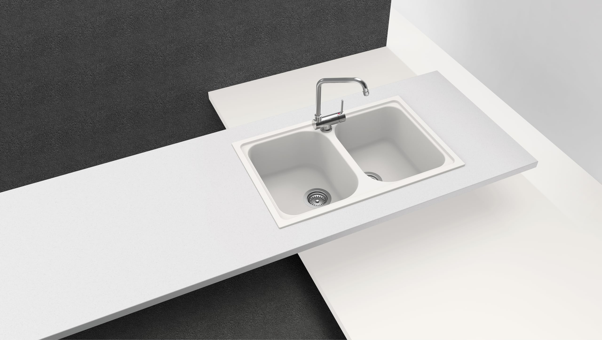 SCHOCK | Lavello Cucina Lithos N200S 2 Vasche Small, Materiale Cristalite®, Nero Assoluto, 790x500mm