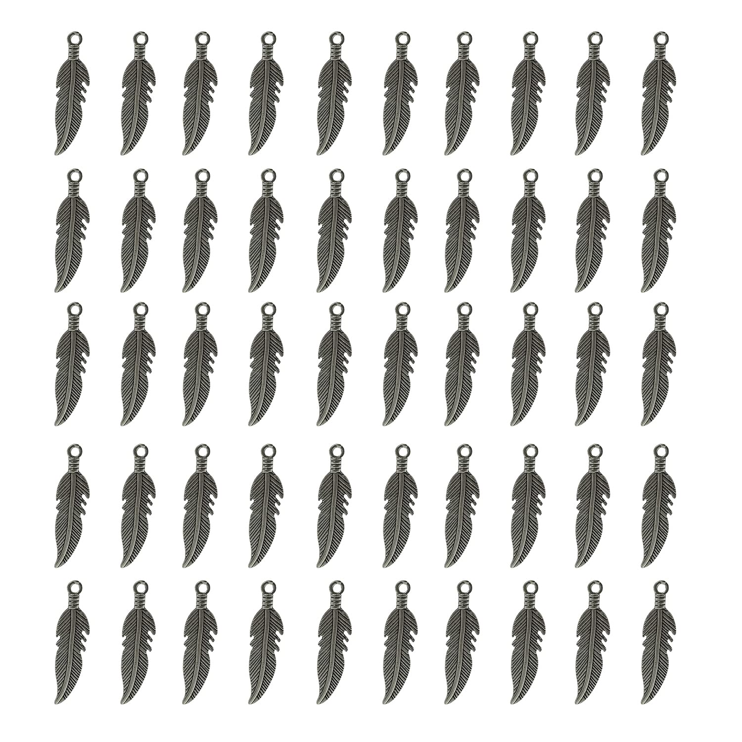 GBAHFY50 PCS Indian Style Feather Charm Pendant for DIY Key Chain Sweater Chain Bracelet Necklace Jewelry Making Findings