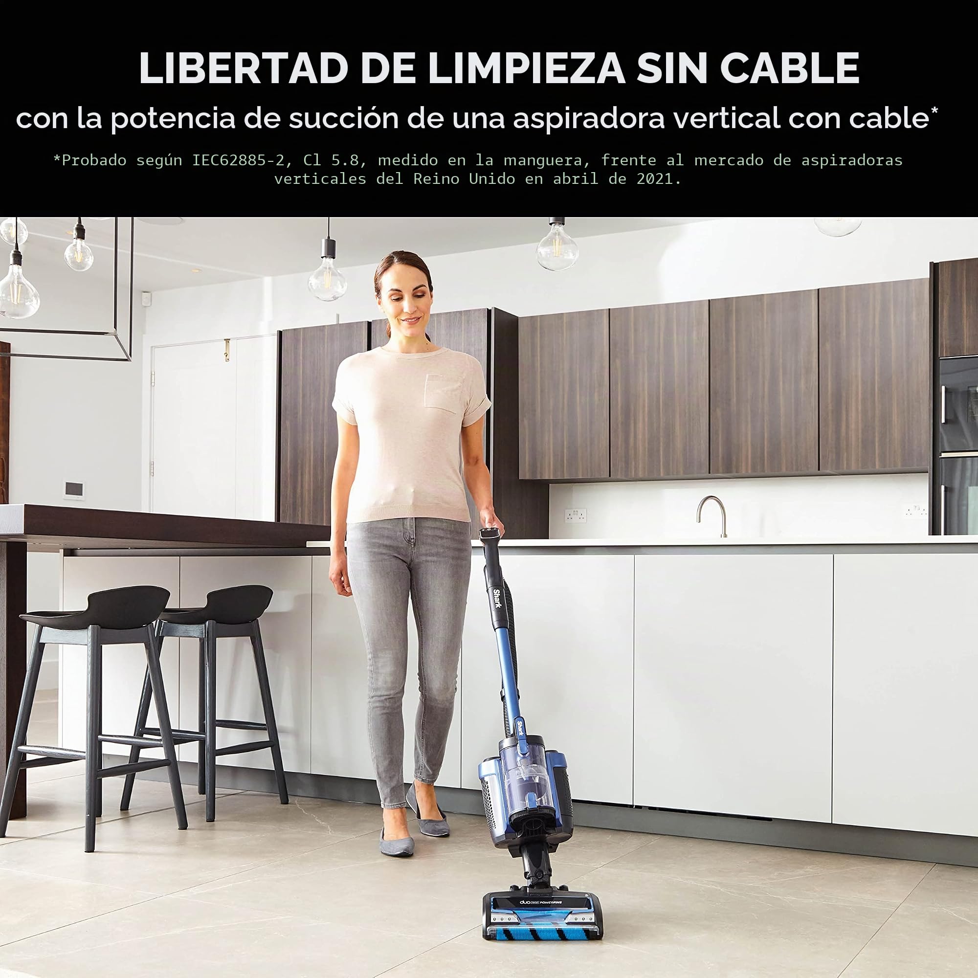 Shark Aspiradora Vertical inalámbrica con Envoltura anticello, batería de Tiempo de Funcionamiento de 60 Minutos, Cabezal de Piso DuoClean, Elevador eléctrico, Faros LED, Herramientas de Polvo,