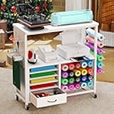 MASHELLY Craft Storage Cart, Compatible with Cricut Cutting Machines, Features a Vinyl Roll Holder and Drawers,A Mobile Storage Table for Crafting Tools and Accessories, Suitable for Studios, Offices