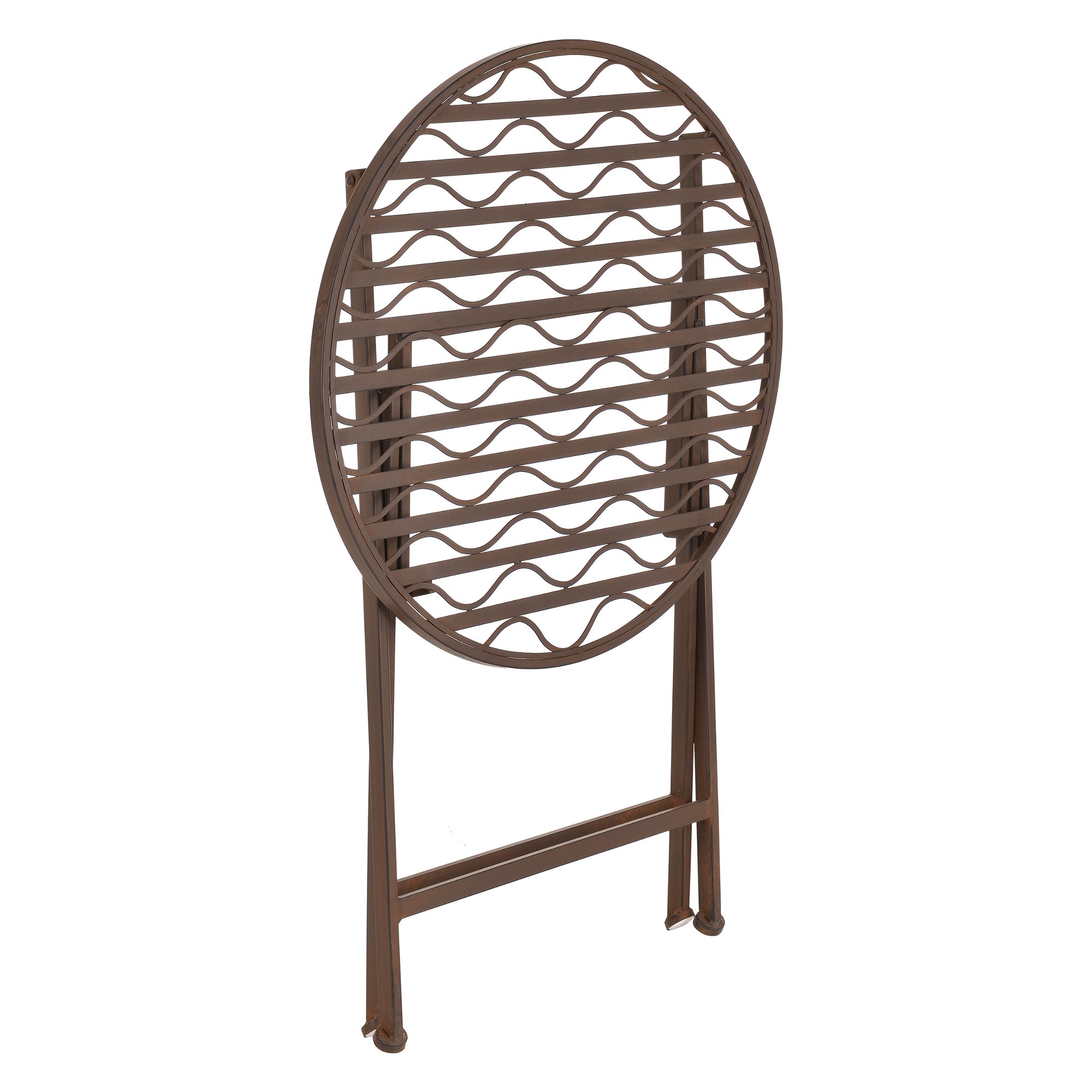 [en.casa] Bistroset Biella Balkonset 3-TLG. Bistrotisch mit 2 Stühlen Essgruppe Sitzgruppe Metall Gartenmöbel Set Balkonmöbel Gartenset klappbar Gartengarnitur Edelrost-Braun