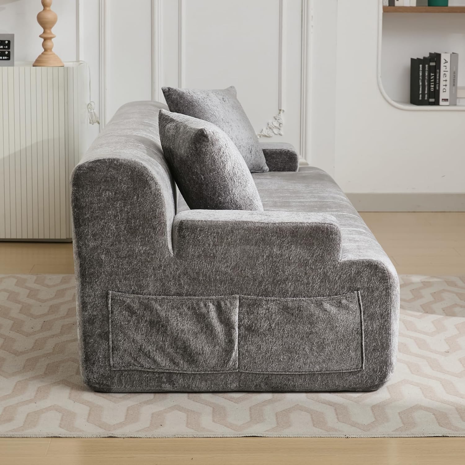 83.46'' Loveseat Sofa with High Density Foam Couch and 2 Pillows Included, No Assembly Required, for Small Space (Gray)