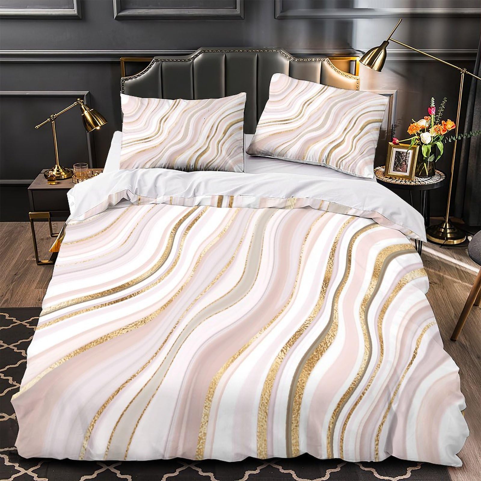 MMDASBVPE Abstract Waves Duvet Cover 3D Print Wrinkle-Resistant 3-Piece Bed Set Hidden Zipper Comforter Cover Premium Durable for Teens Adults Kids Women Girls Boys Youth Super king（260x220cm）