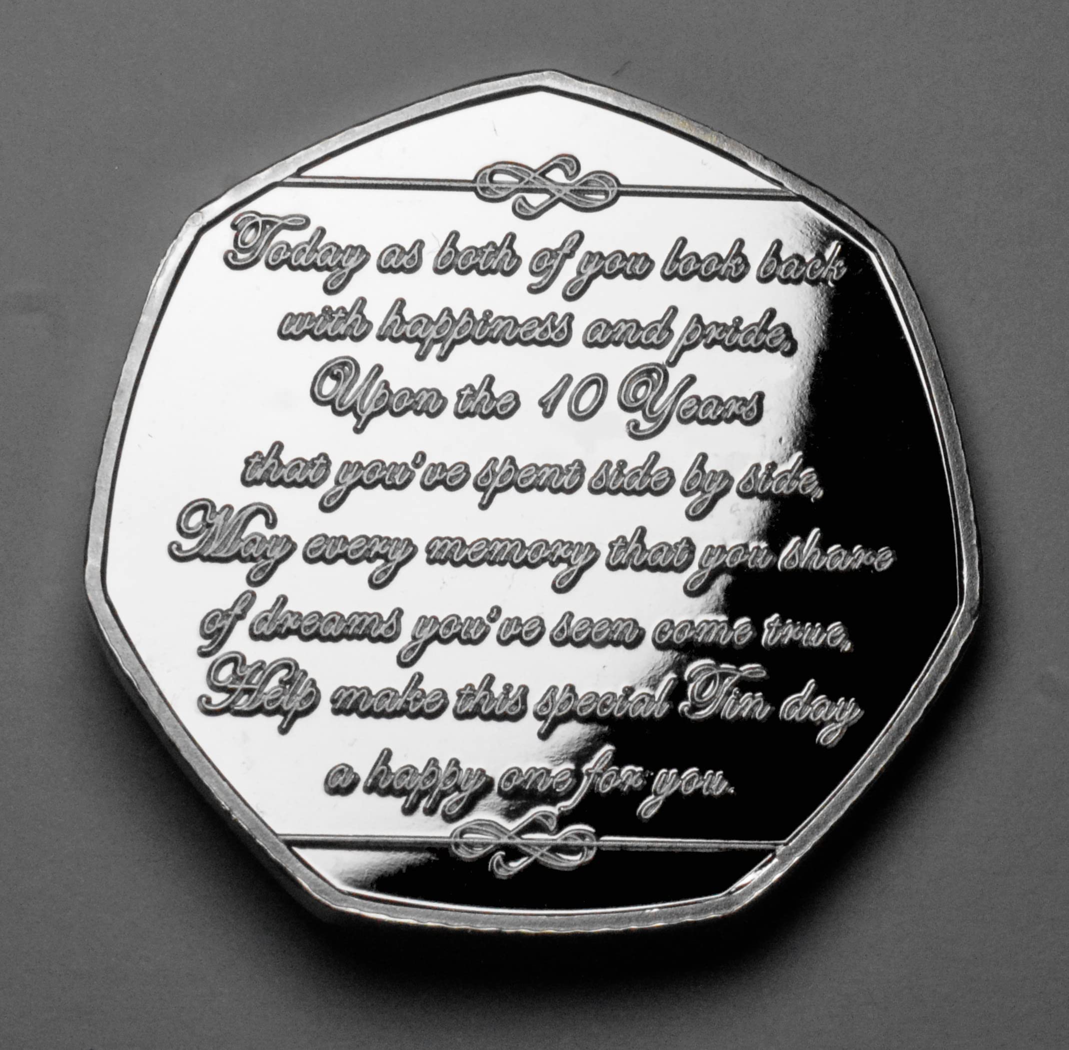 The Commemorative Coin Company On Your 10th Tin Wedding Anniversary Silver Commemorative with Gemstone. Friend/Son/Daughter/Couple 10 Years Gift/Present Love/Token - Image 2