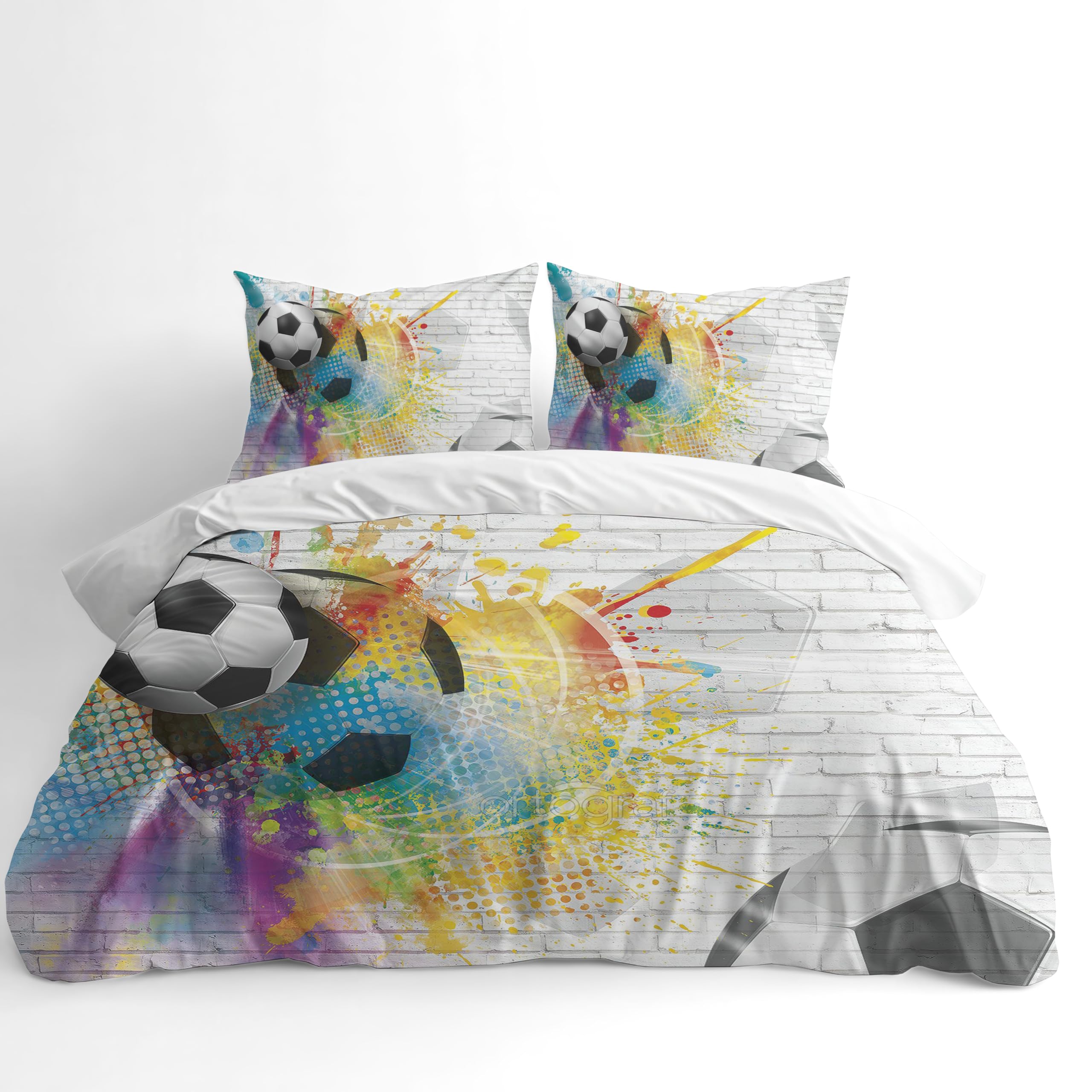 Adam Home 3D Digital Printed Football Duvet Cover Set With Pillowcases Home Bedroom Décor Microfiber King Bedding Set Made in UK |Football Prints