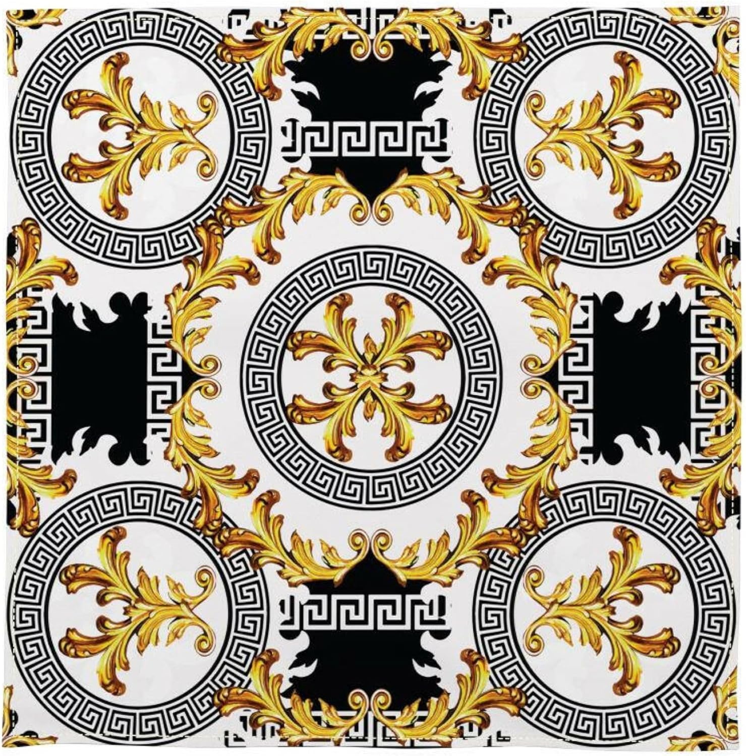 Napkins Black and White with Gold decoration (Poly sheeting, 4 Napkins)