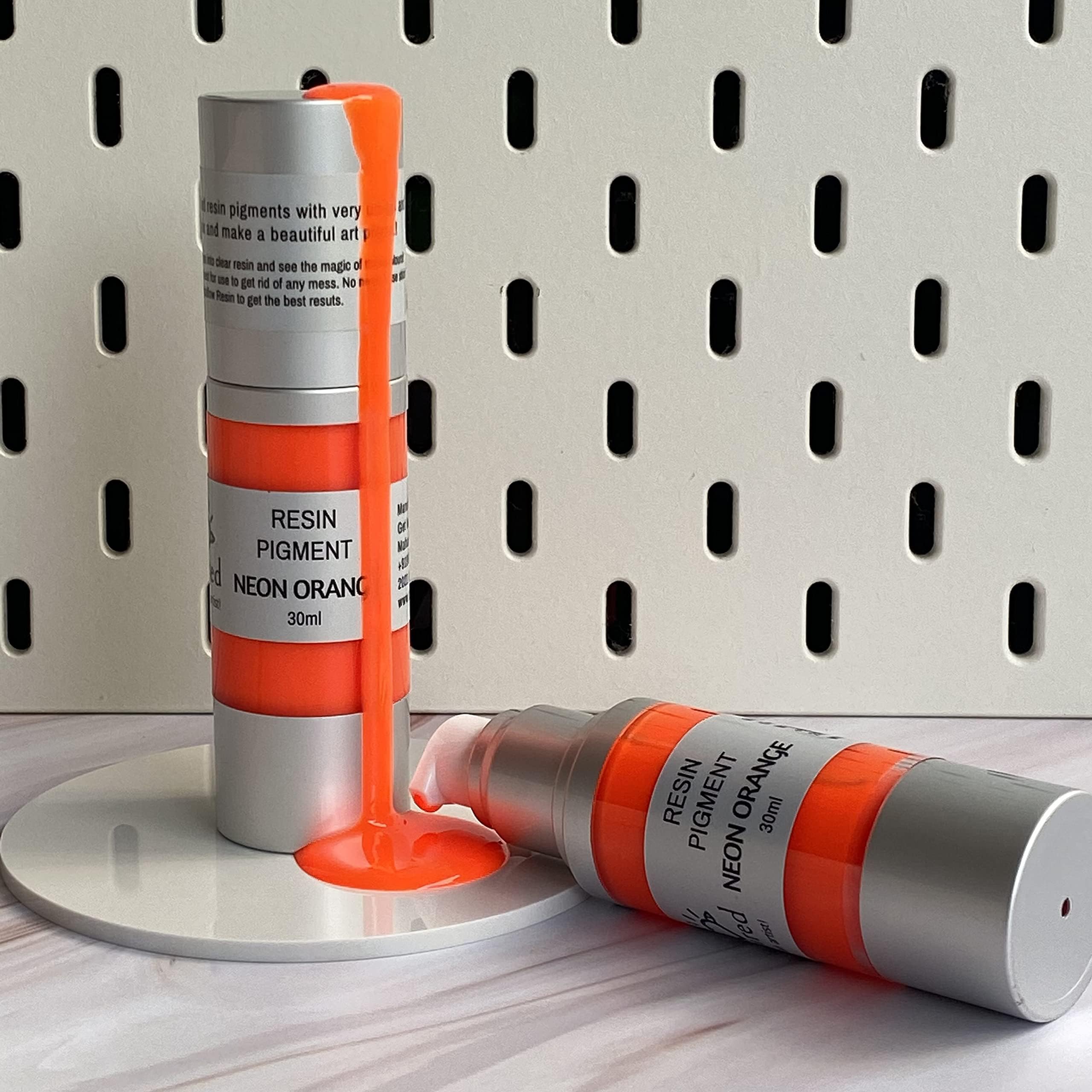 Neon Orange Resin Pigment Paste 30ml in a no mess easy Pump bottle Orange