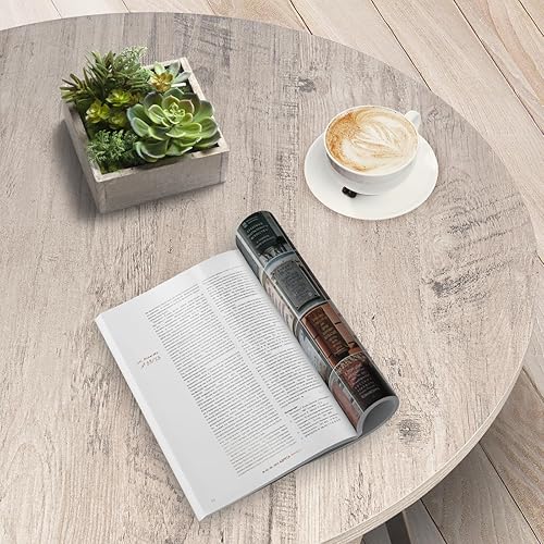 Miniatura 6 de Masigle Mesa de centro redonda para sala de estar, mesa de centro moderna con almacenamiento, mesa de centro de madera de 2 niveles, mesa de comedor