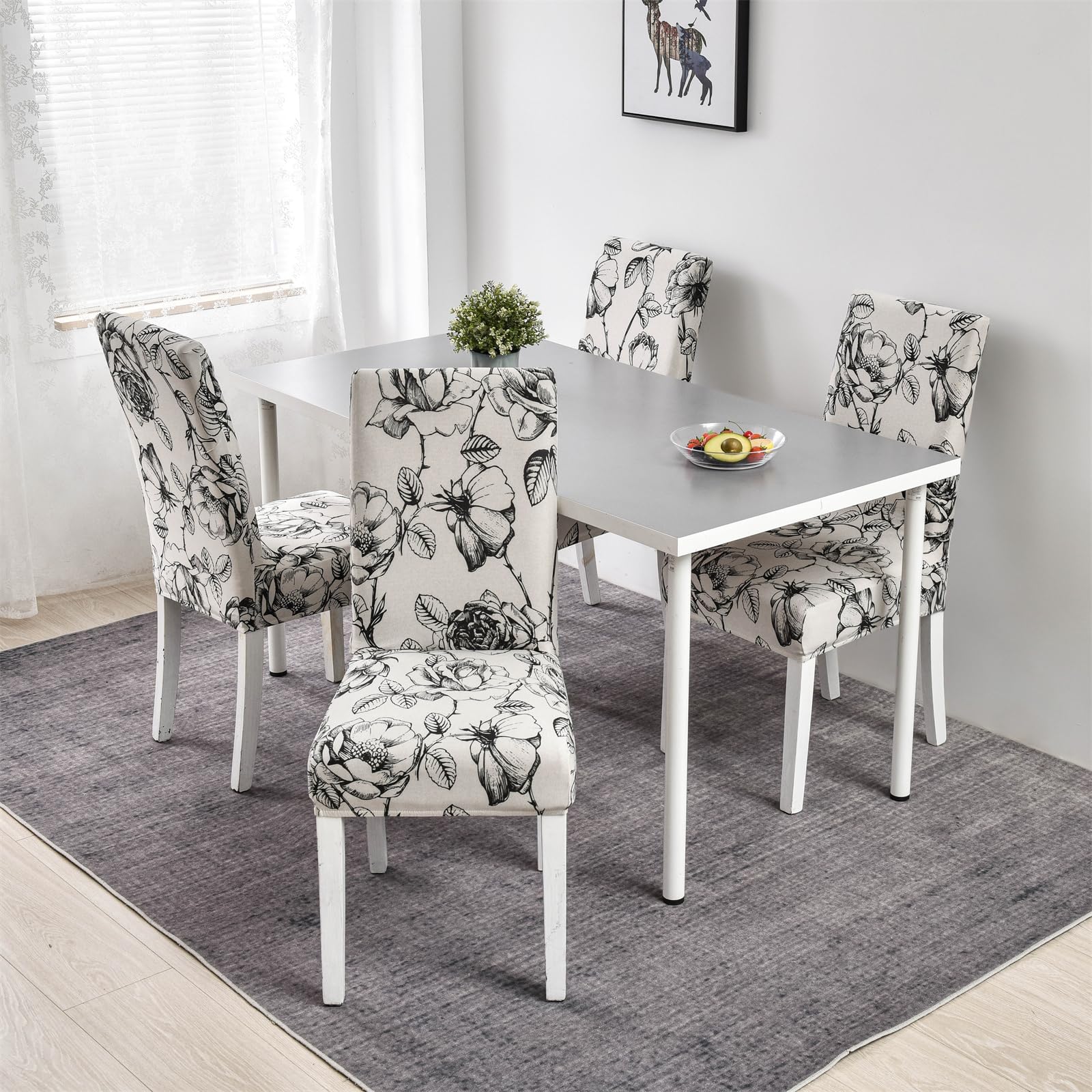 HZDHCLH Chair Covers Set of 4/6 Stretch Modern Chair Slipcovers for Dining Room Kitchen Wedding Party Washable Chair Protector(6pcs,Flowers) - Image 3
