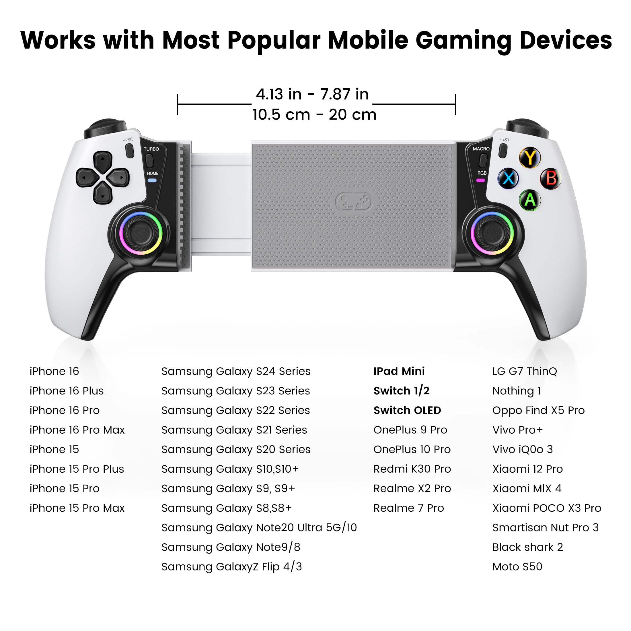 HELLCOOL Handy Controller mit Hall Joysticks/1000 mAh Akku für Android/iPhone, Handheld Smartphone kompatibel mit Xbox Cloud/Steam Link/GeForce Now/MFi Apple Arcade