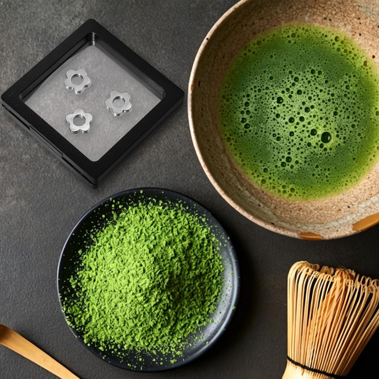 3pcs Matcha Sifting Beads, 0.6in Stainless Steel Matcha Accessories for Japanese Tea Ceremony & Cocoa Powder, Breaking Up Clumps and Better Smooth (Sliver)