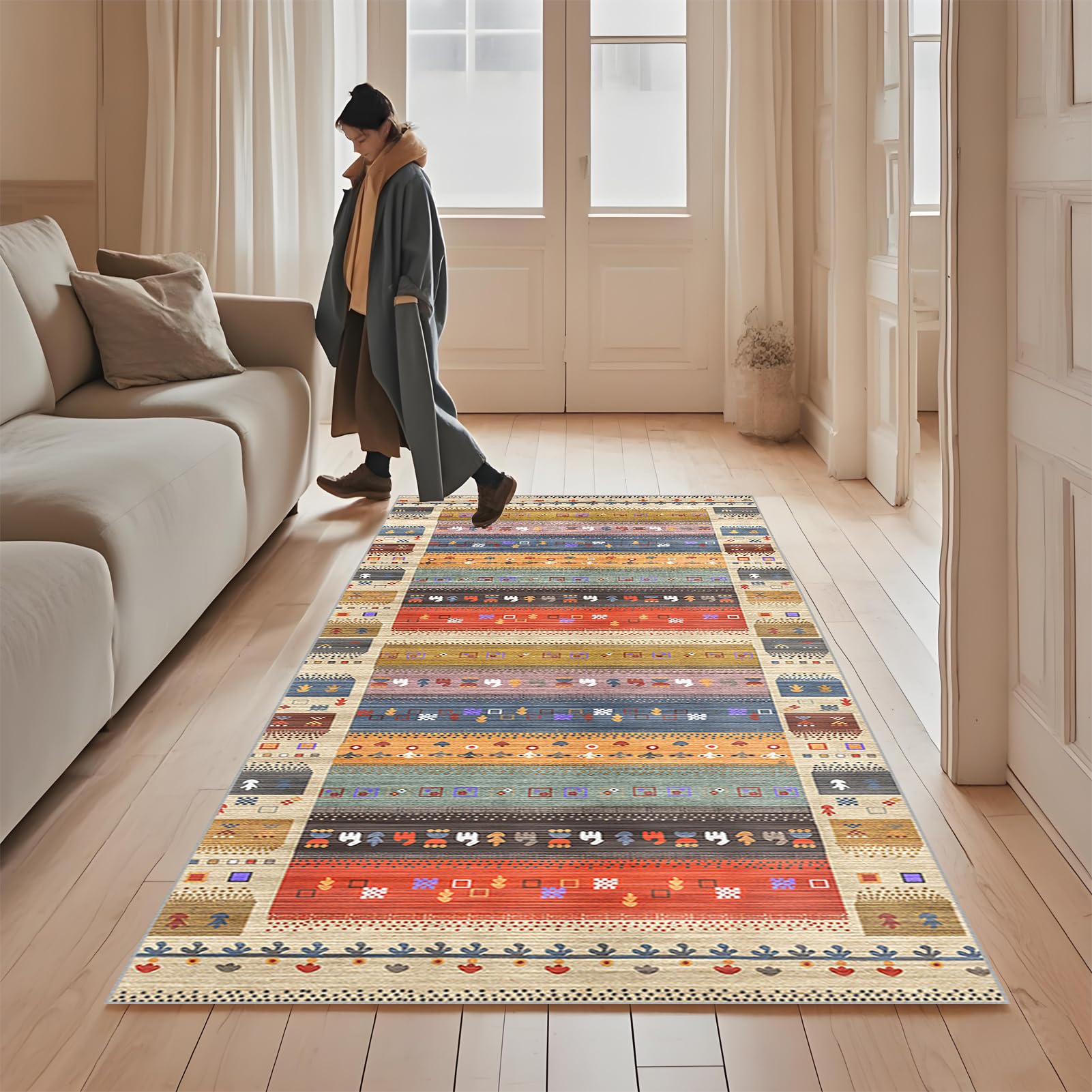 Vintage Flur Teppich Läufer 40 x 60 cm Rutschfest Waschbar ideale per Küche Schlafzimmer und Korridor