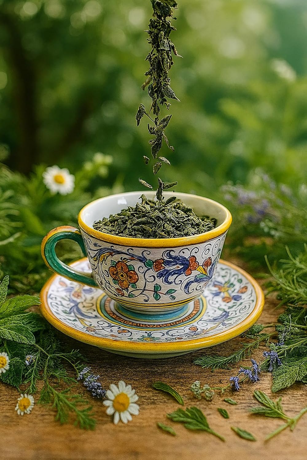 GUTE Deruta Italy Ricco Deruta Tea Cup | Handcrafted & Handpainted Italian Ceramics | Authentic Italian Pottery Handmade in Deruta, Italy | 6 oz/170 mL