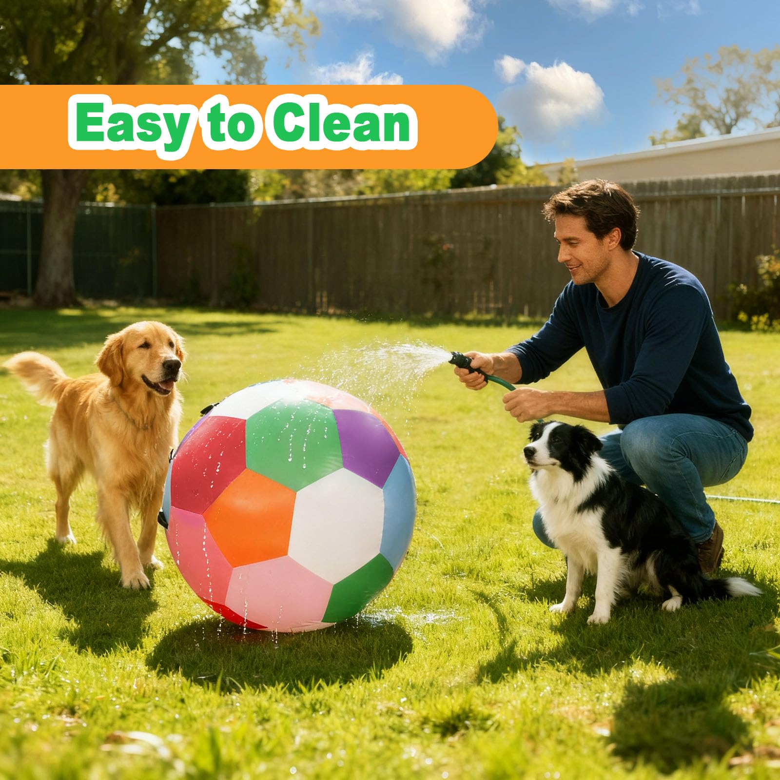Herding Balls für Hunde, 63,5 cm, Herding Ball für australischen Schäferhund, Outdoor-Hundeball für Bewegung und geistige Stimulation, interaktives Hundespielzeug mit Gurtband, bunt