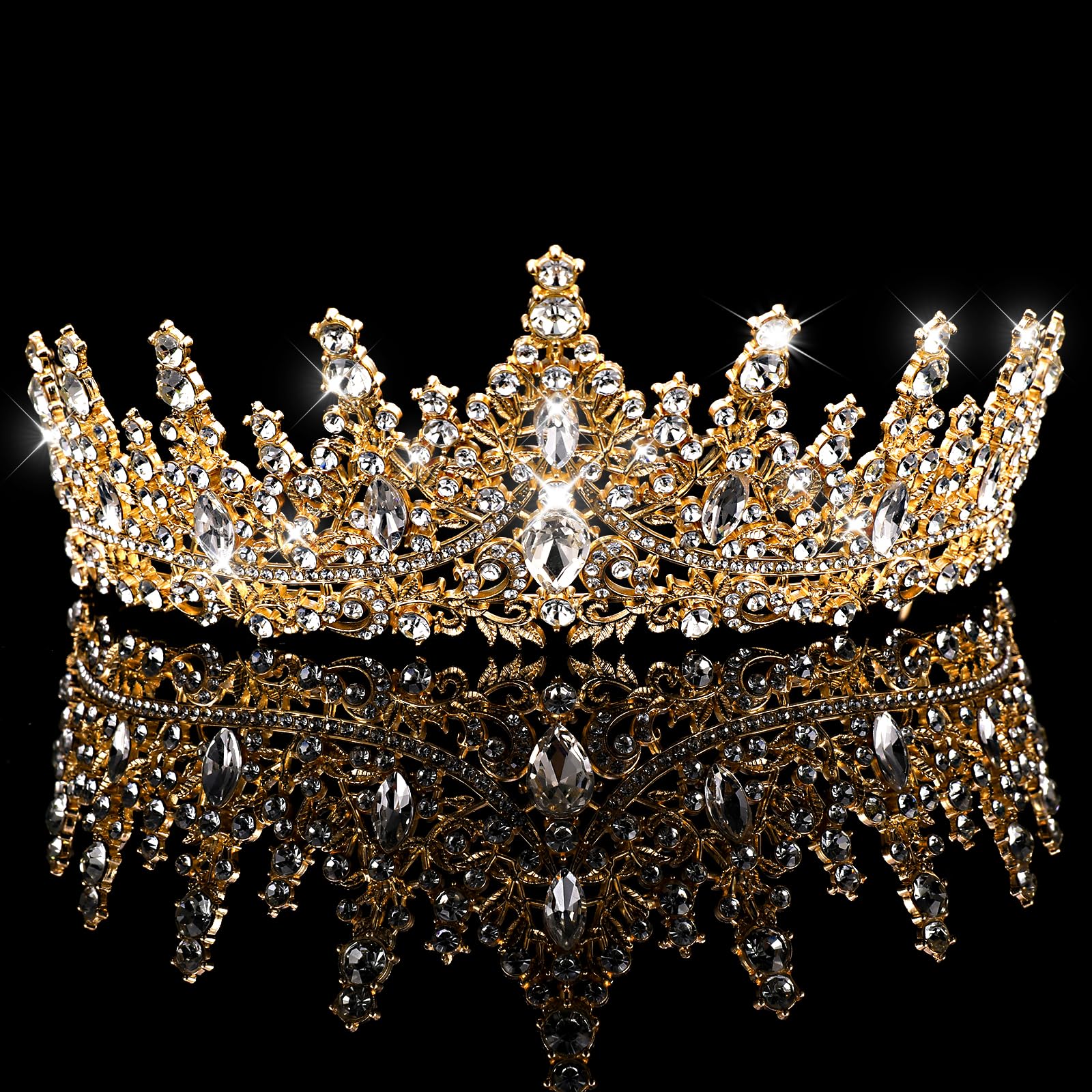 Sibba Tiara korona ślubna, diadem, korona ze strasu, kryształowa korona, dla panny młodej, księżniczki, korona, ozdoba do włosów, korona damska, nakrycie głowy na urodziny, imprezę, studniówkę