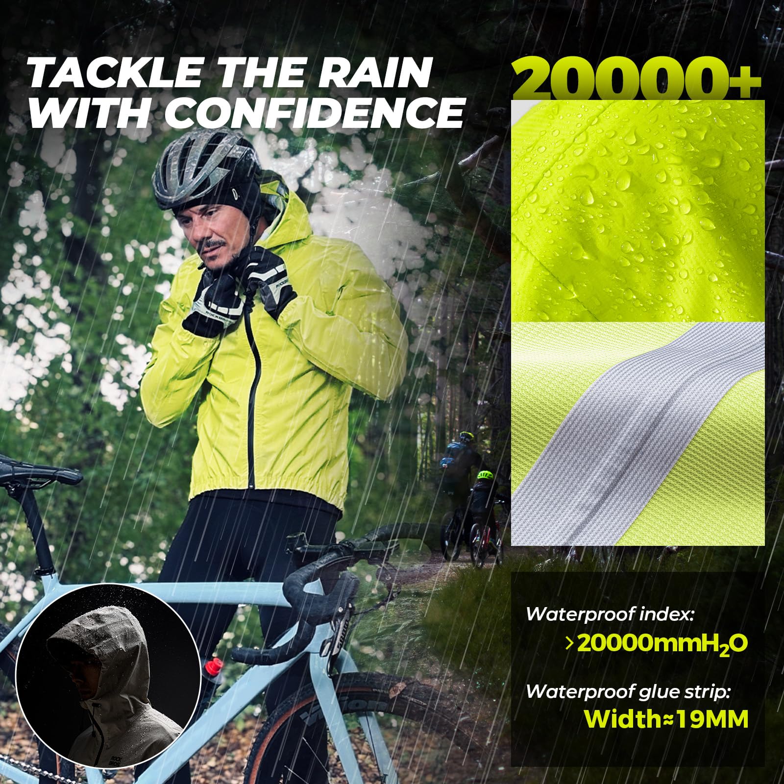 ROCKBROS Regenjacke Wasserdicht Herren Damen Leichter Fahrrad Regenmantel Atmungsaktive Windjacke für Radfahren Wandern Angeln Outdoor