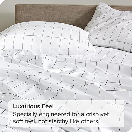 Miniatura 7 de Bare Home Juego de sábanas y fundas de almohada de 100 % algodón orgánico, tejido percal fresco, ligero y transpirable, sábanas y fundas de almohada