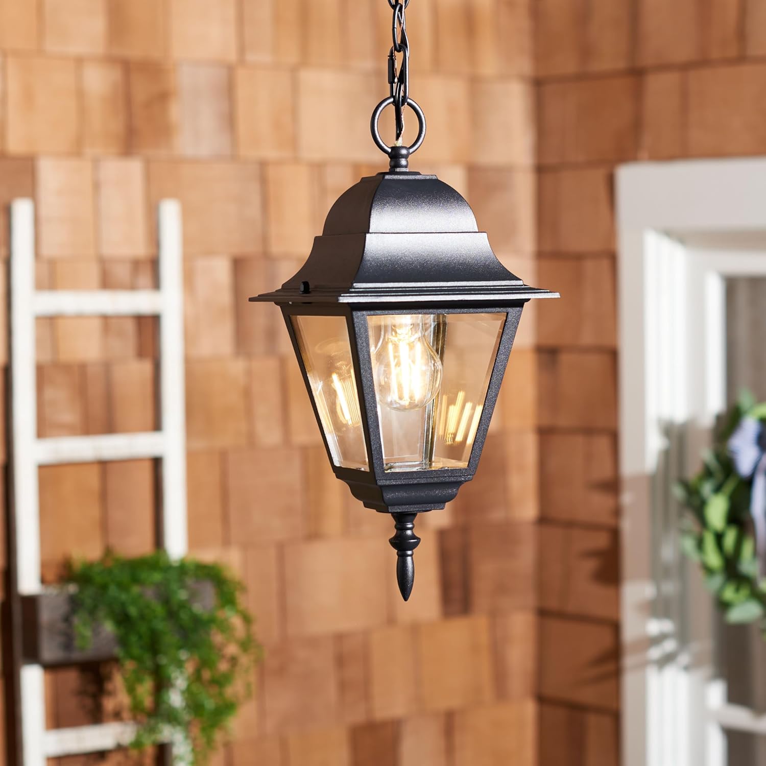 SAFAVIEH Lighting Collection Rhion Black Outdoor Pendant Hanging Light Fixture (LED Bulb Included)