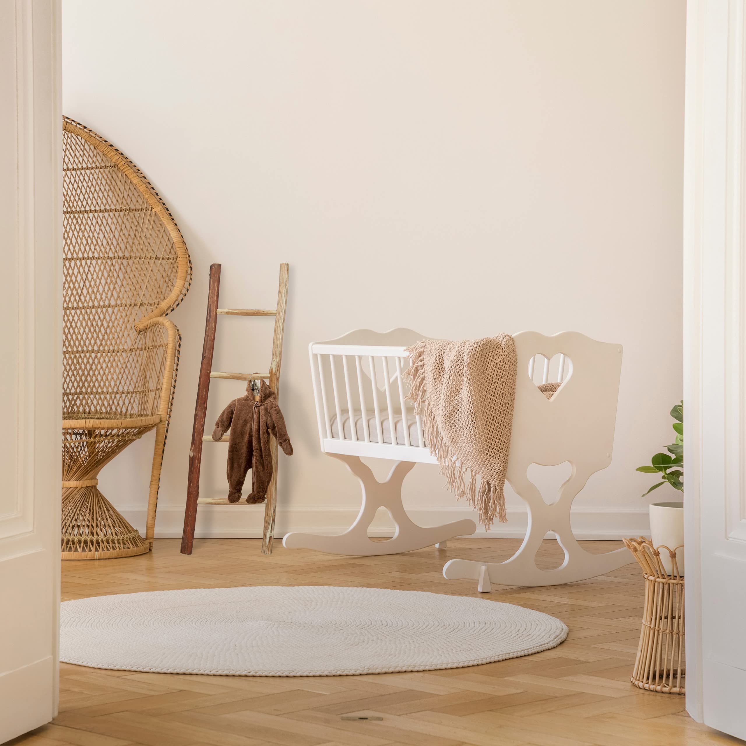 Relaxdays Escalera Decorativa, Escalerilla 4 Peldaños, Perchero, Toallero, Hogar, Jardín, Madera Castaño, 116cm, Natural