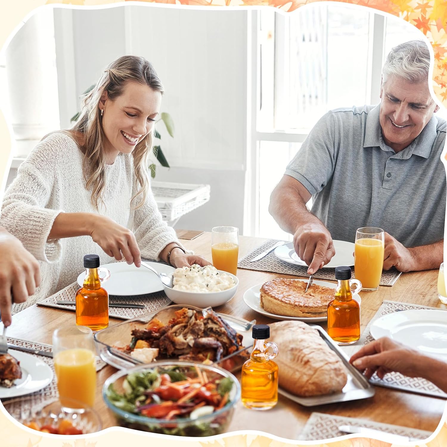 12 Packs 3.4 oz Glass Syrup Bottles with Handle and Black Lids, Mini Maple Syrup Bottles for Party & Wedding Favors Gifts, Honey, Coffee, Juice