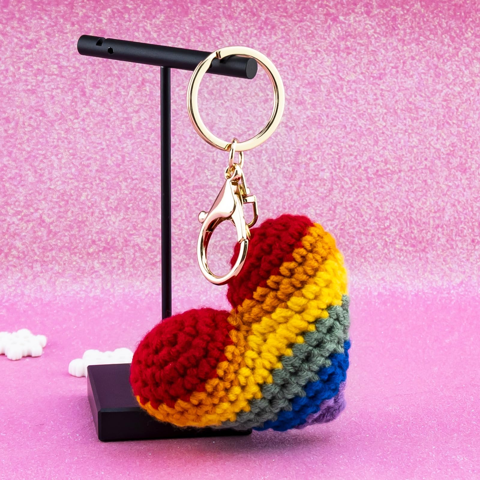 Lesbian Stuff LGBTQ Gifts for Girlfriend Boyfriend Crochet Rainbow Keychain Lesbian Gifts Gay Pride Accessories