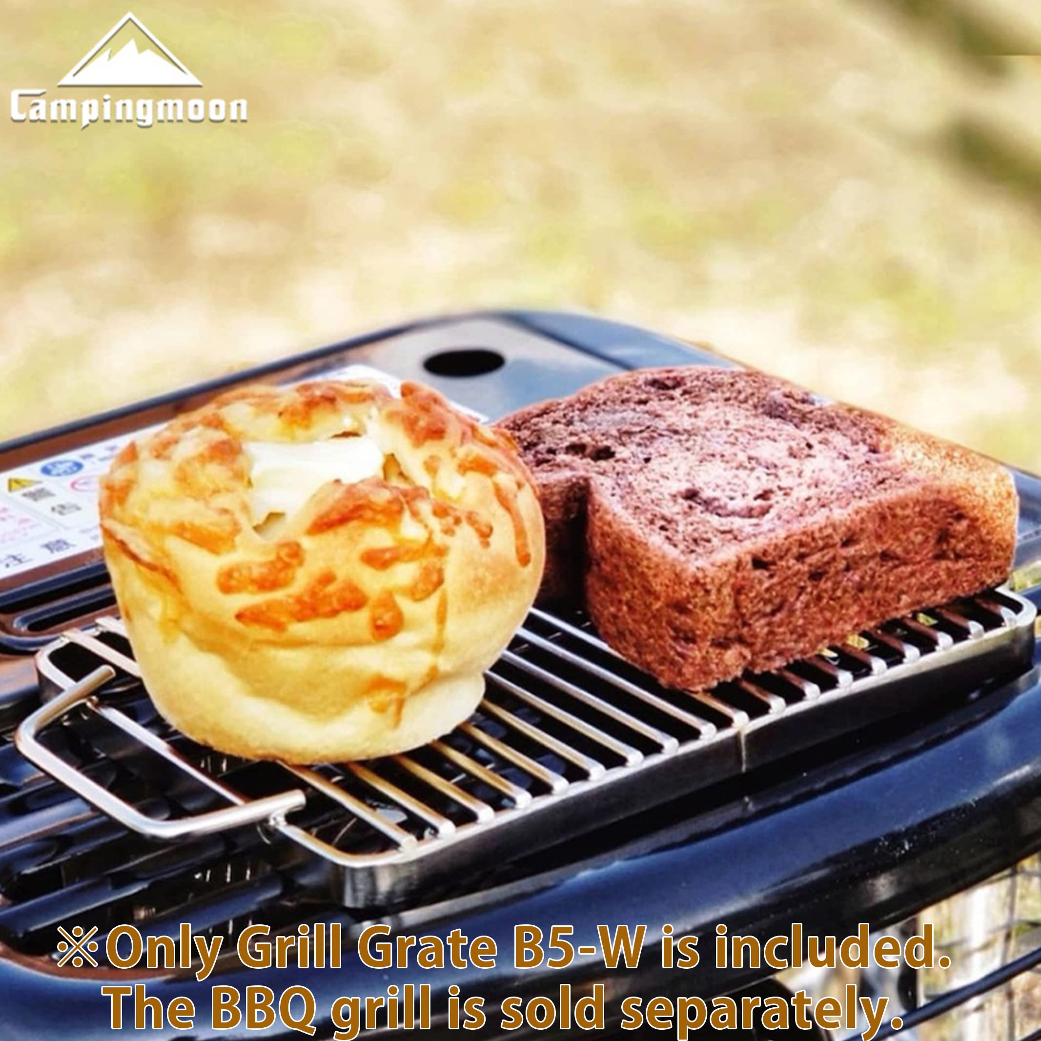 Campingmoon - Griglie in acciaio inox 304 (lunghezza 19,7 x larghezza 5,1) per braciere da campeggio, griglia, falò, MTG-C