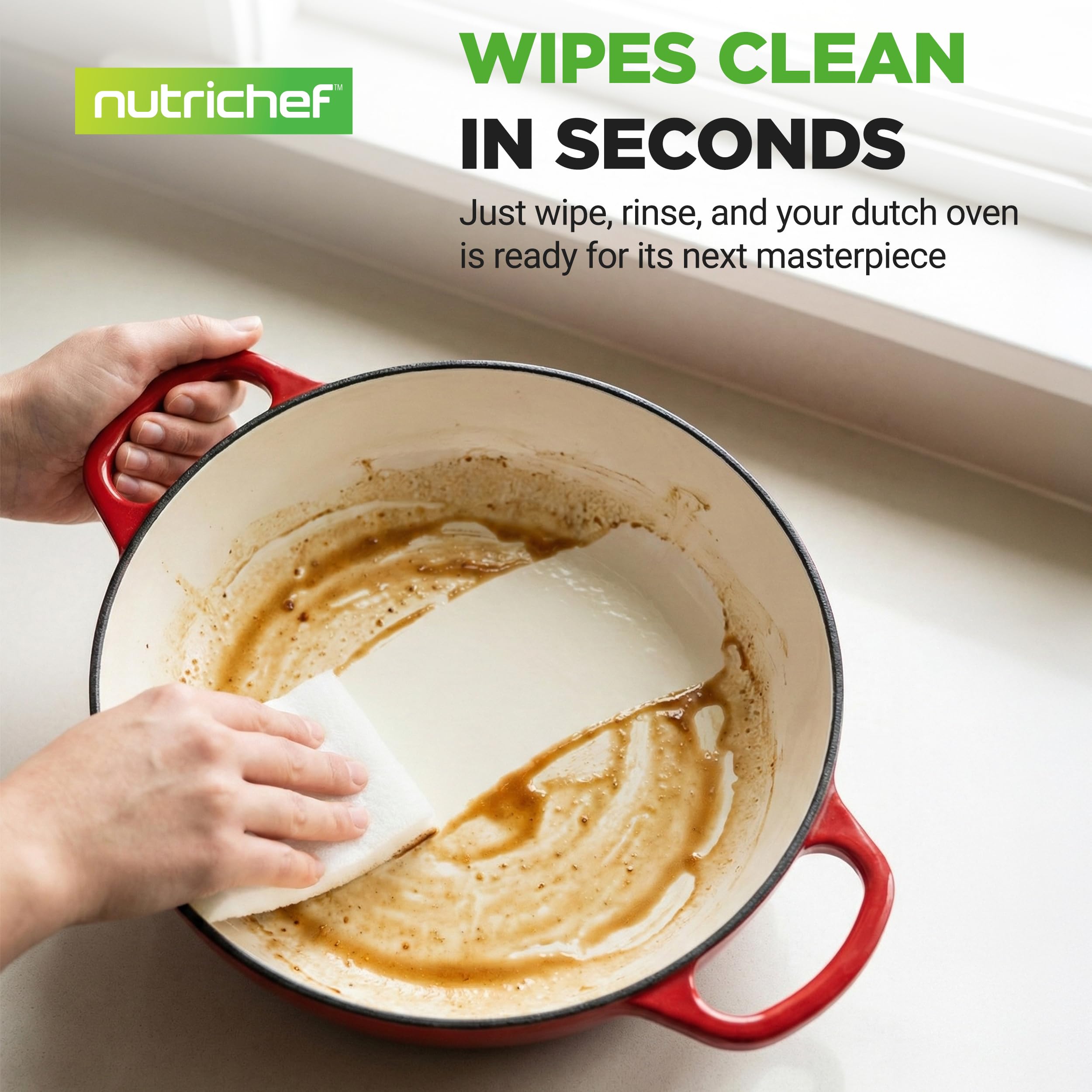 NutriChef 10,2" Emaliowany Żeliwny Garnek do Pieczenia Chleba, Kopułowa Forma do Chleba na Zakwasie z Uchwytami i Silikonowymi Rękawicami, Odporna na Temperaturę do 260°C, Dutch Oven (Czerwona)