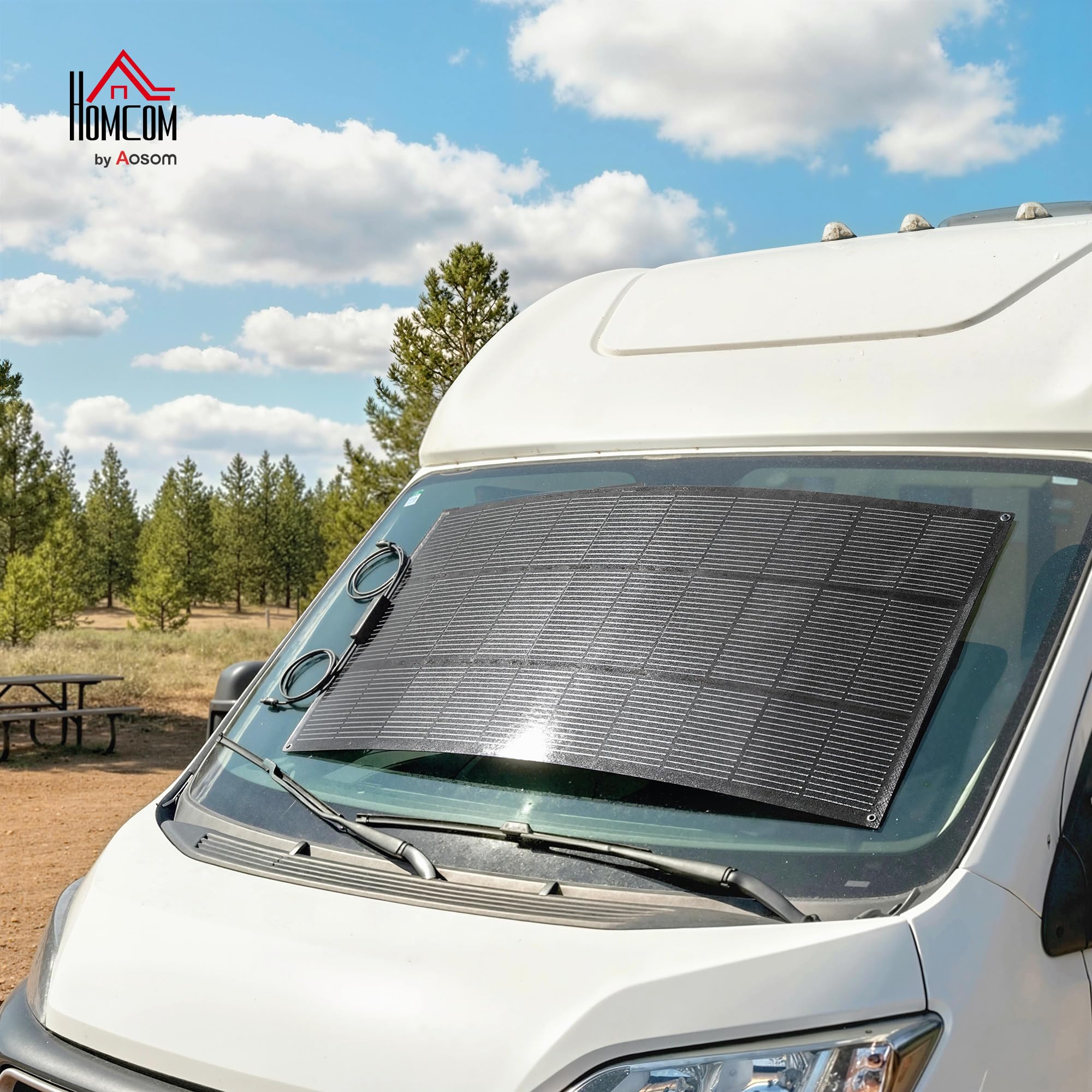 HOMCOM Panel Solar 100W 18V Cargador Solar Portátil Exterior con 2 Puertos USB Pantalla LCD IP67 Cargador Solar Impermeable Coche Barco Autocaravana Camping Al Aire Libre