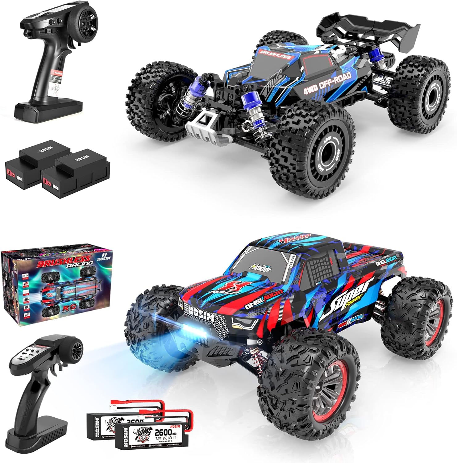 Hosim 116 60+KMH 4WD Brushless RC Car, Fast Remote Control