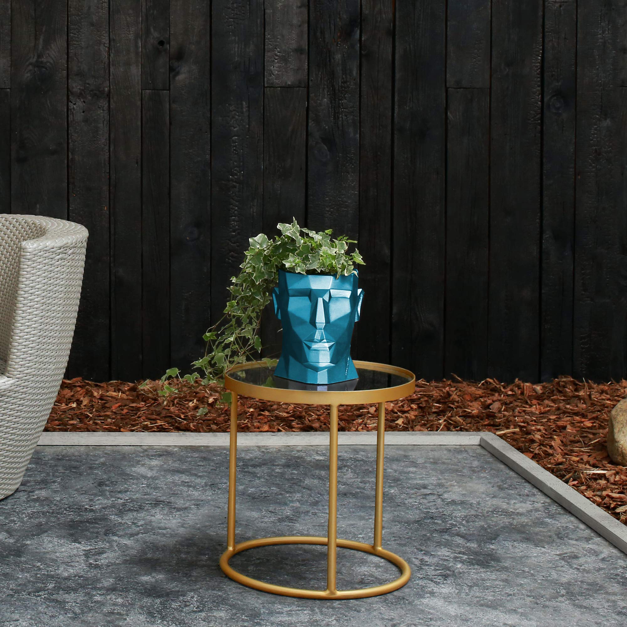 CONCRETTE Doniczka z betonu Apollo | Ø 14 cm | niebieski metaliczny | donica cementowa | ręcznie wykonana w UE